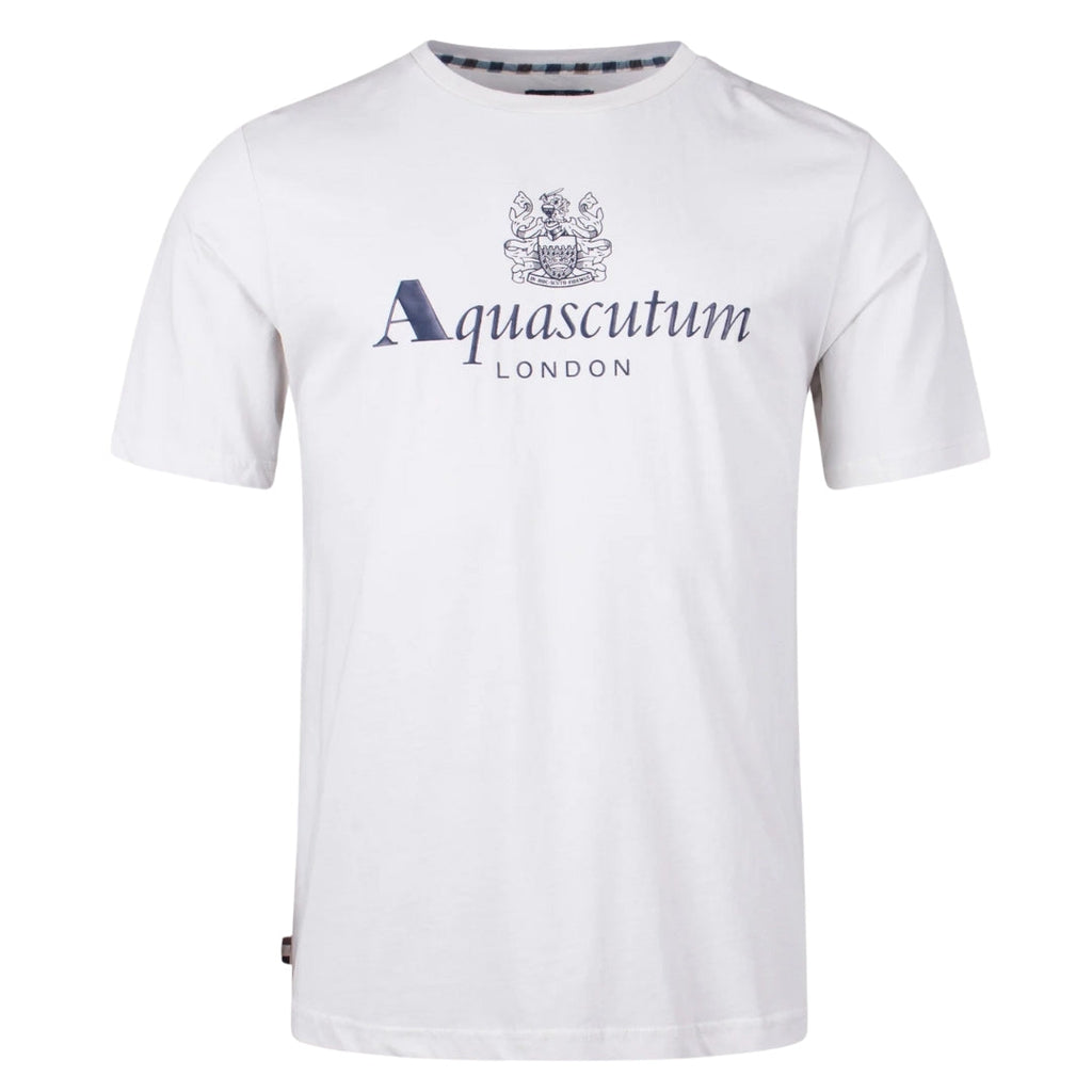 Aquascutum ACTIVE BIG LOGO T-SHIRT FW23 TS001 24 White T-Shirt Mens S