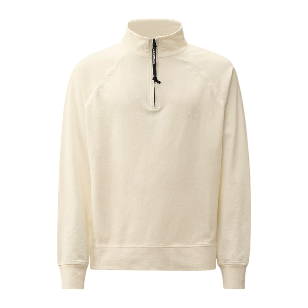 C.P. Company Light Fleece 1/4 Zip White Chest Logo Sweatshirt