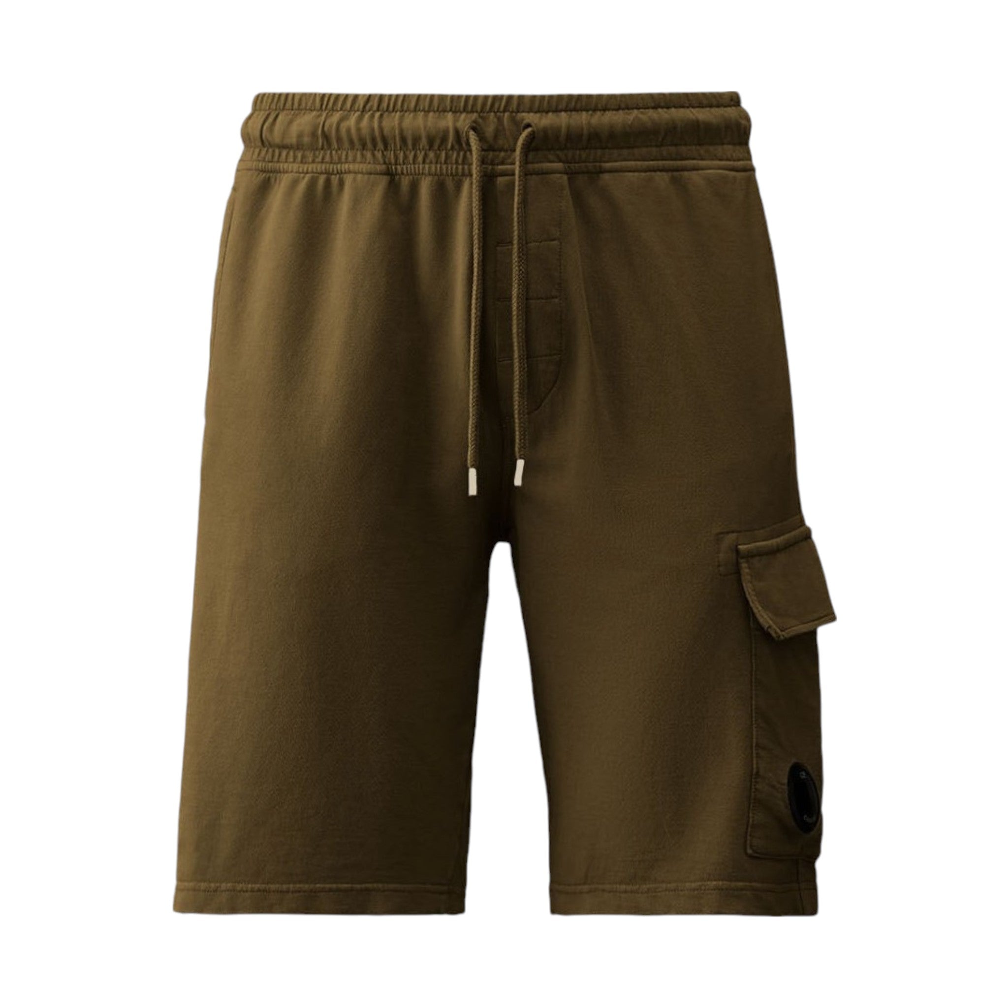 C.P. Company Cotton Lens Light Fleece Khaki Green Shorts