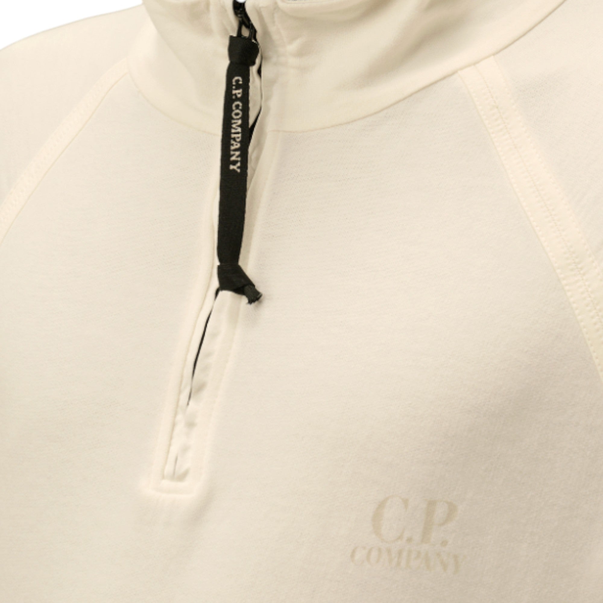 C.P. Company Light Fleece 1/4 Zip White Chest Logo Sweatshirt