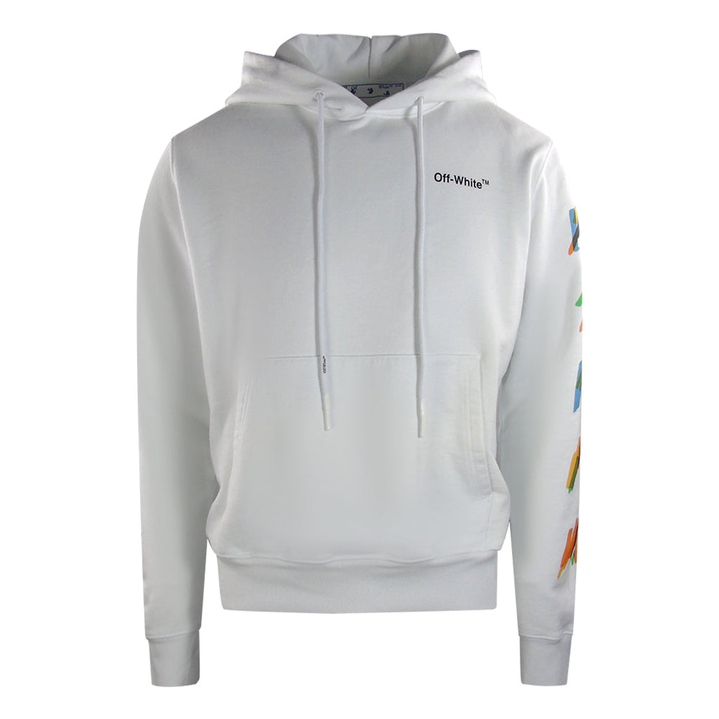 Off-White Mens Multicolour Diag Hoodie White