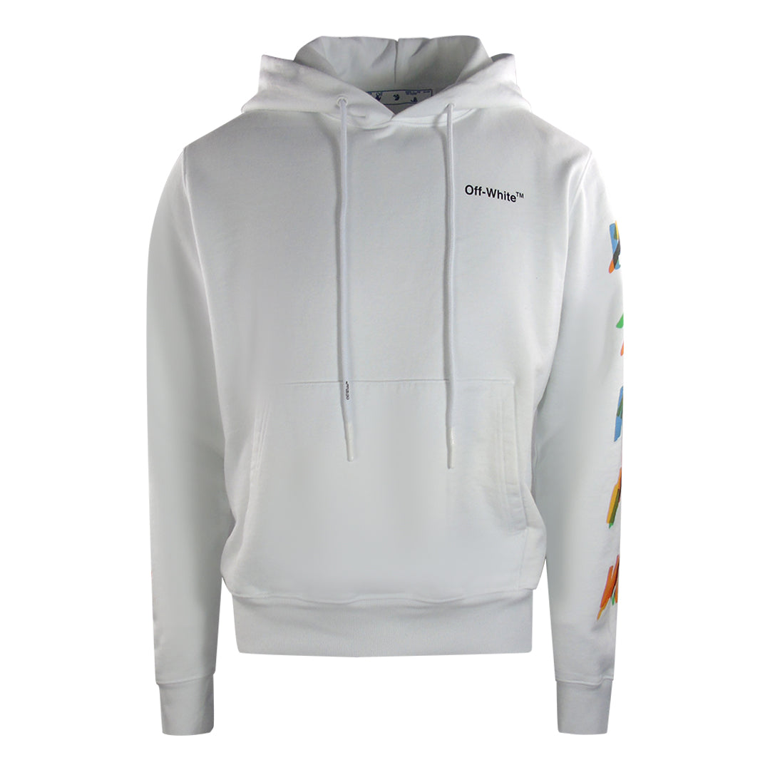 Off-White Mens Multicolour Diag Hoodie White
