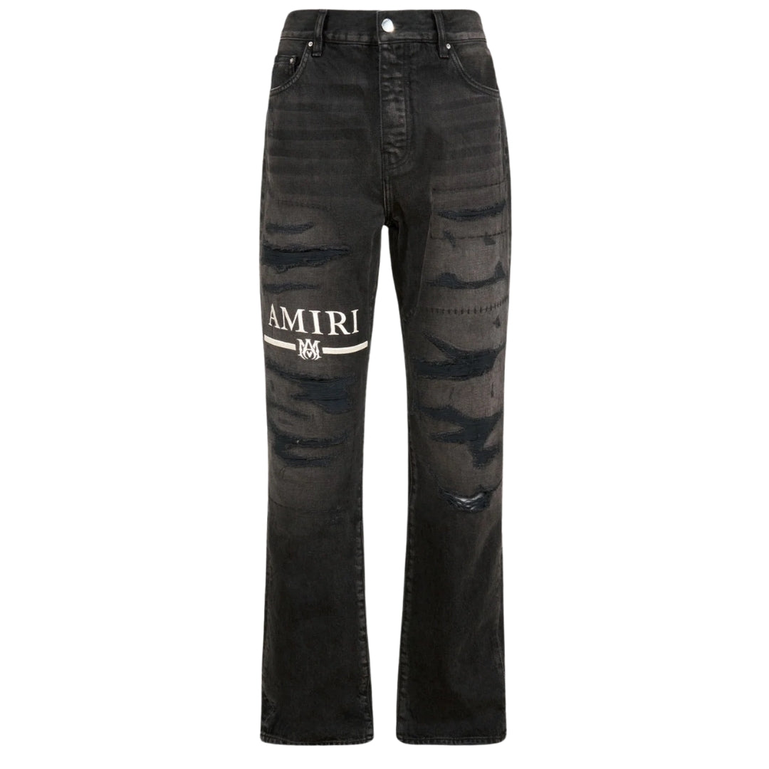 Amiri MA Bar Logo Straight Fit Aged Black Denim Jeans W31 L32 / 32L