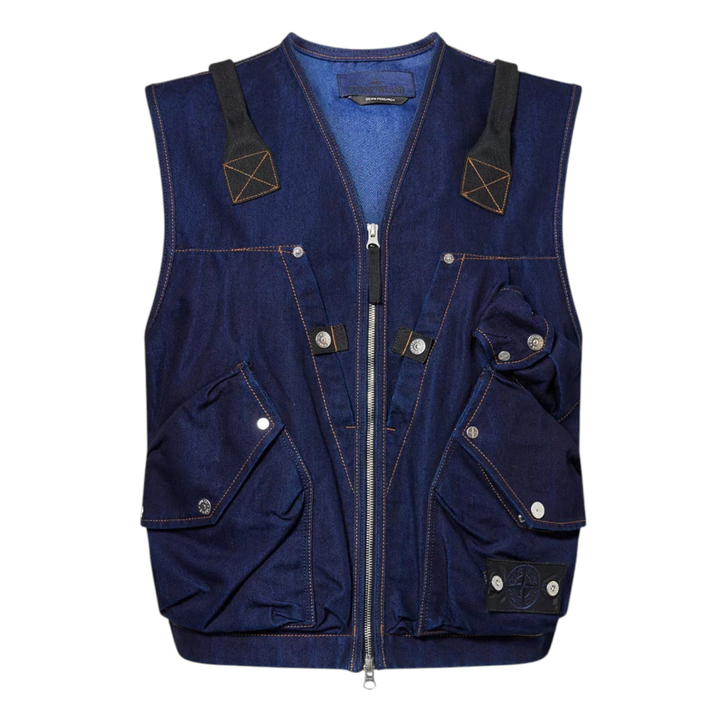 Stone Island Indigo Denim Utility Vest