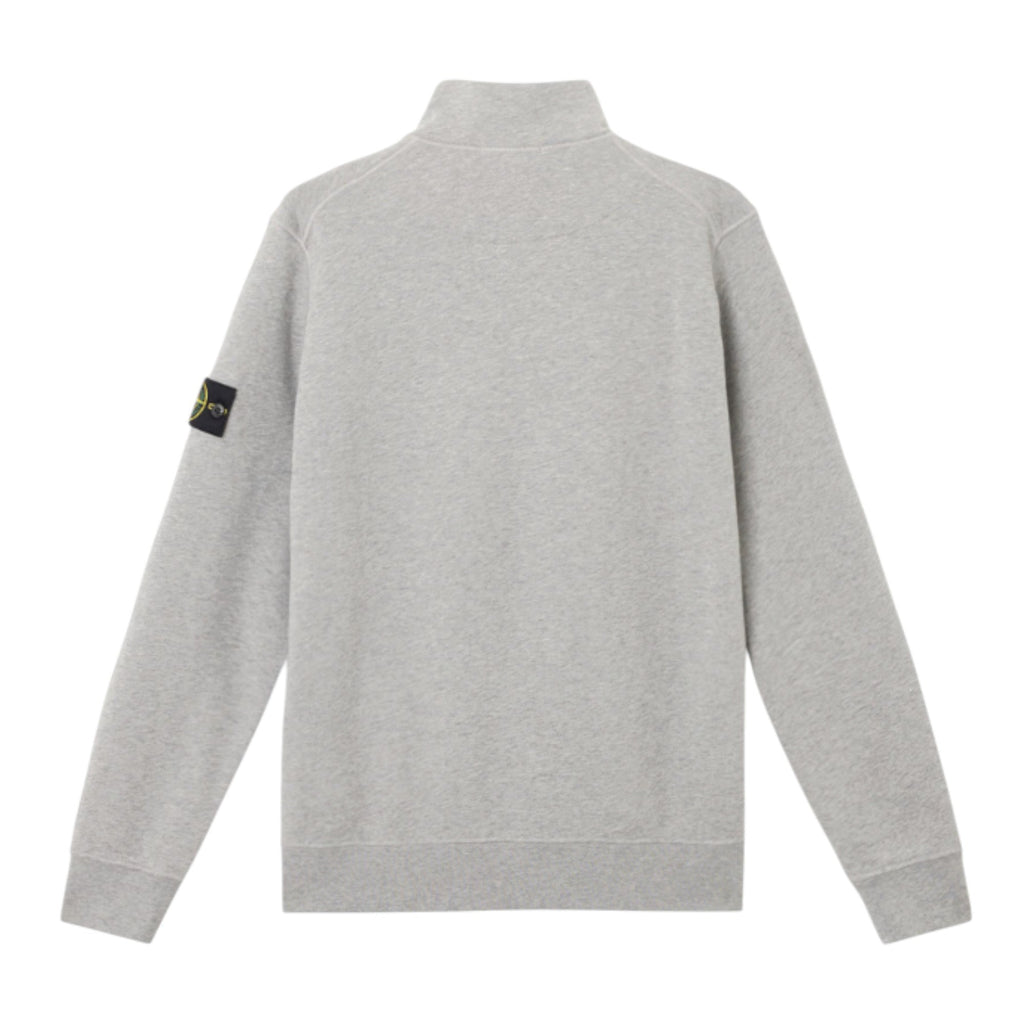 Stone Island 1/4 Zip Grey Ribbed Collar Thin Sweatshirt