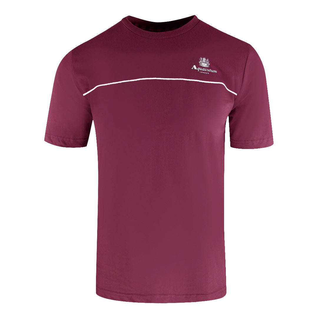 Aquascutum Active Piping Design Burgundy T-Shirt