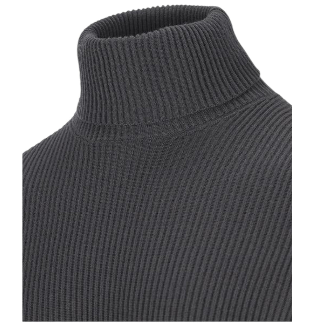 Stone Island Lead Grey Full Rib Wool Turtleneck Sweatshirt