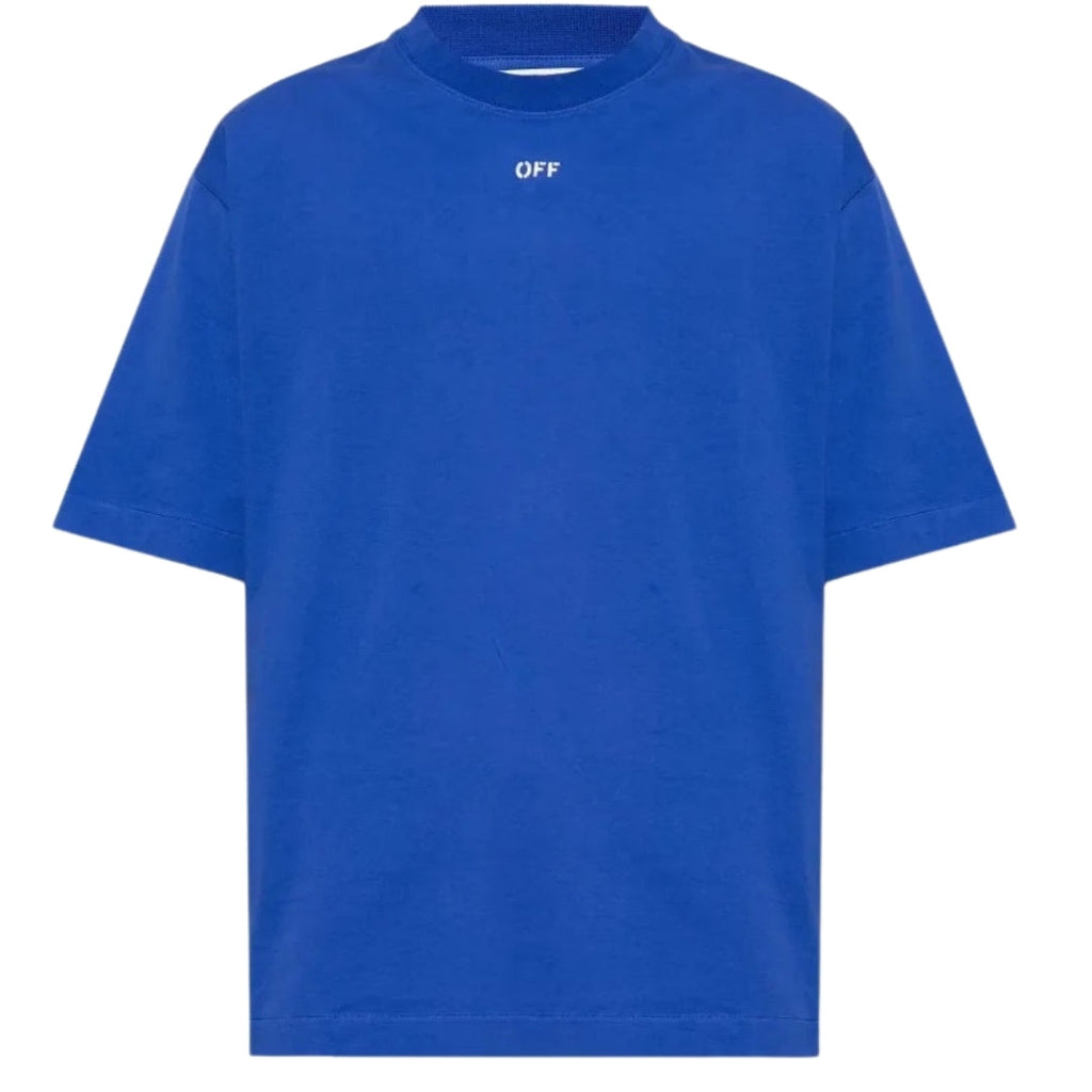 Off White Off Stamp Logo Skate Fit Dark Blue T Shirt