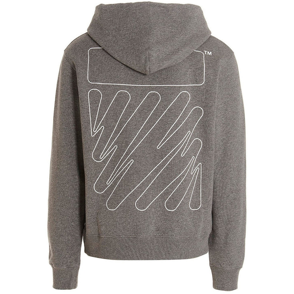 Off White Wave Outline Diag Design Grey Slim Hoodie