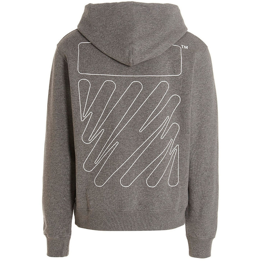 Off White Wave Outline Diag Design Grey Slim Hoodie