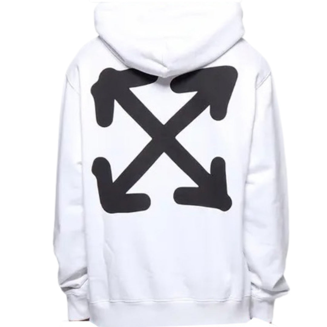 Off White Face Arrow Slim Fit White Hoodie - Style Centre Wholesale