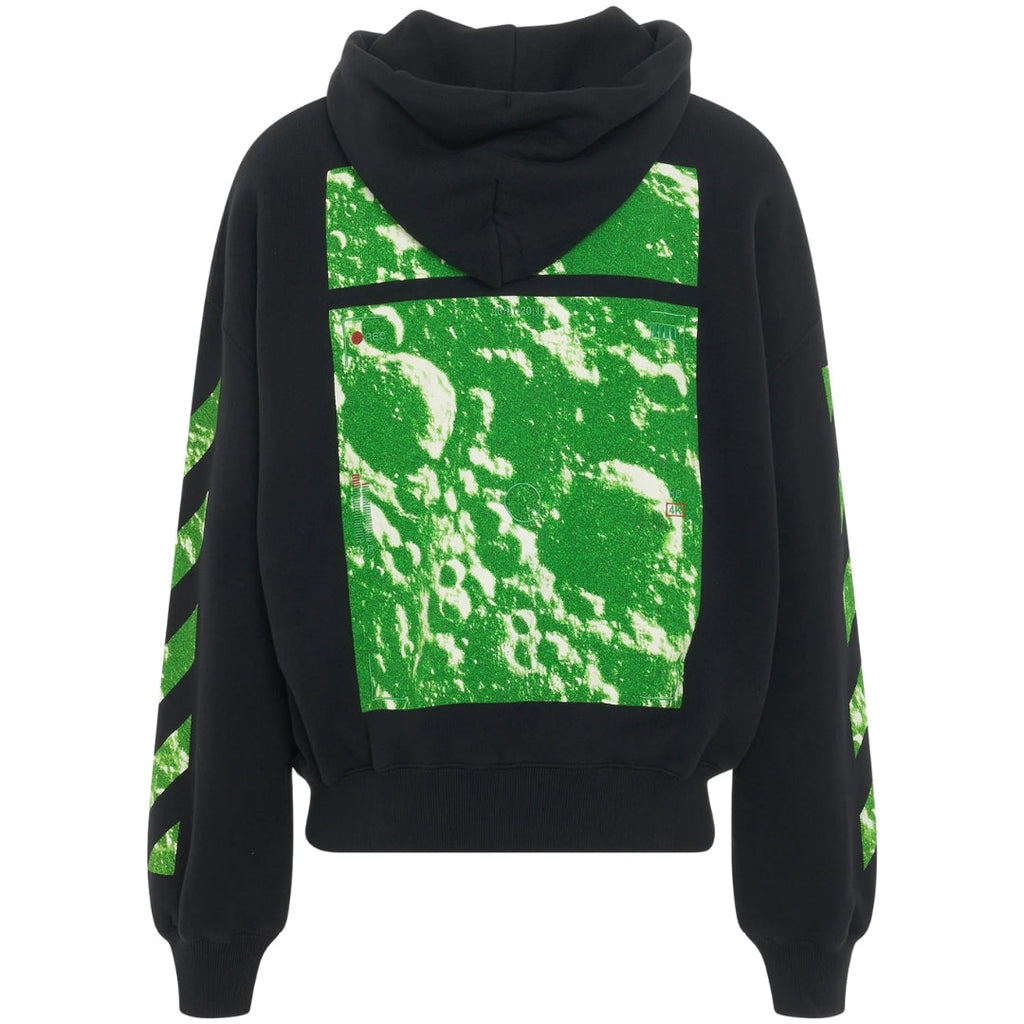 Off White Moon Tab Design Oversized Fit Black Hoodie