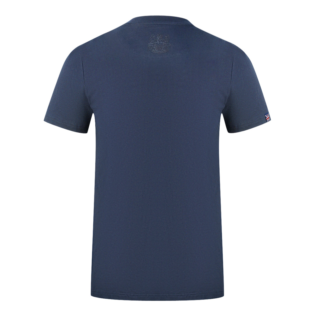 Aquascutum Brand Logo Navy Blue T-Shirt